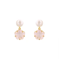 charm pearl stud earrings for women crystal flower earring 925 silver jewelry elegant ear piercing accessory wedding party gifts