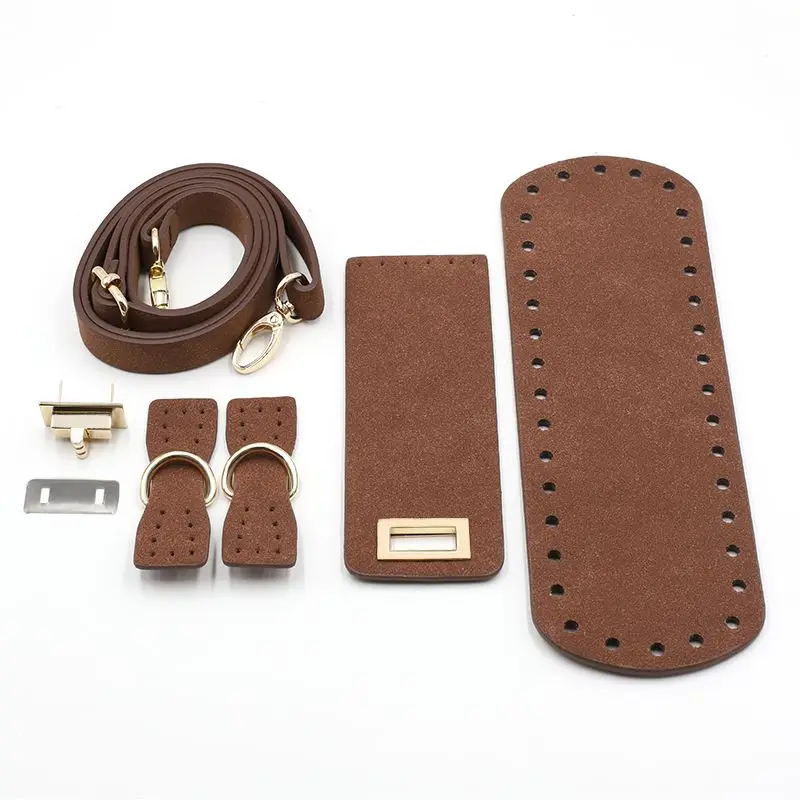 Handmade Diy Bags Accessories Parts With Bag Bottom Bag Cover Shoulder Strap 5pcs Set Leather Replacement Handbag Accessories