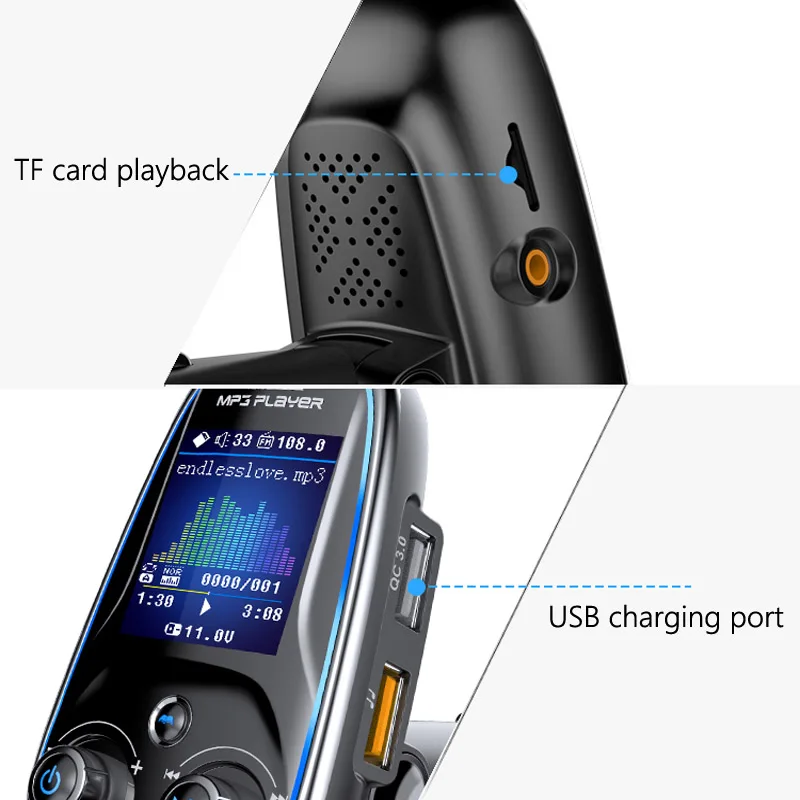 JaJaBor Car FM Transmitter MP3 Player AUX Audio Receiver QC3.0 Type C Fast Charging USB Charger Handsfree Bluetooth 5.0 Kit | Автомобили и