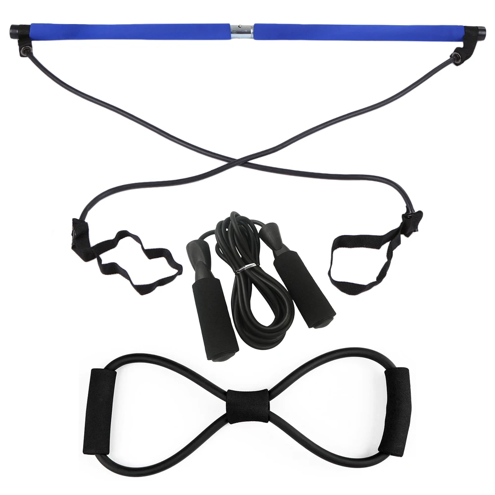 Портативный набор для тонизации мышц с 8 эспандерами 2 м Регулируемая Скакалка