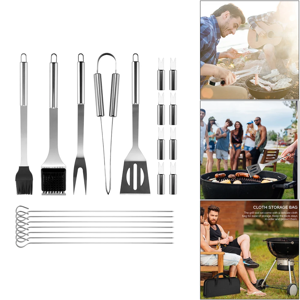 

20pc BBQ Grill Tool Set Home Outdoor Portable Tote Bag Barbecue Tool Grill Utensils