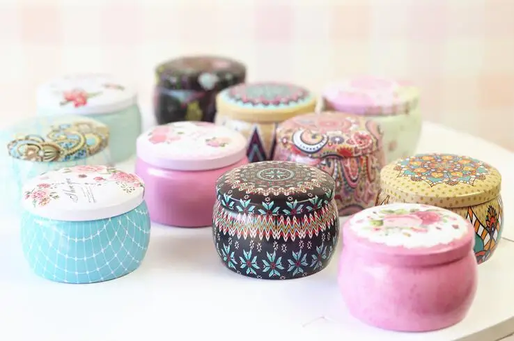 1PC 7x5cm Home Garden Personality Drum-shaped Candy Box Cookie Package Rose Tea Pot Tinplate Festive Party Supplies | Дом и сад