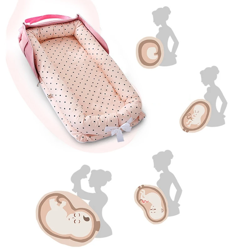 

Portable Baby Lounger Nest Bed for Baby Infant Travel Bed Cotton Cradle Crib Newborn Bedside Bassinet Cosleeper for Baby