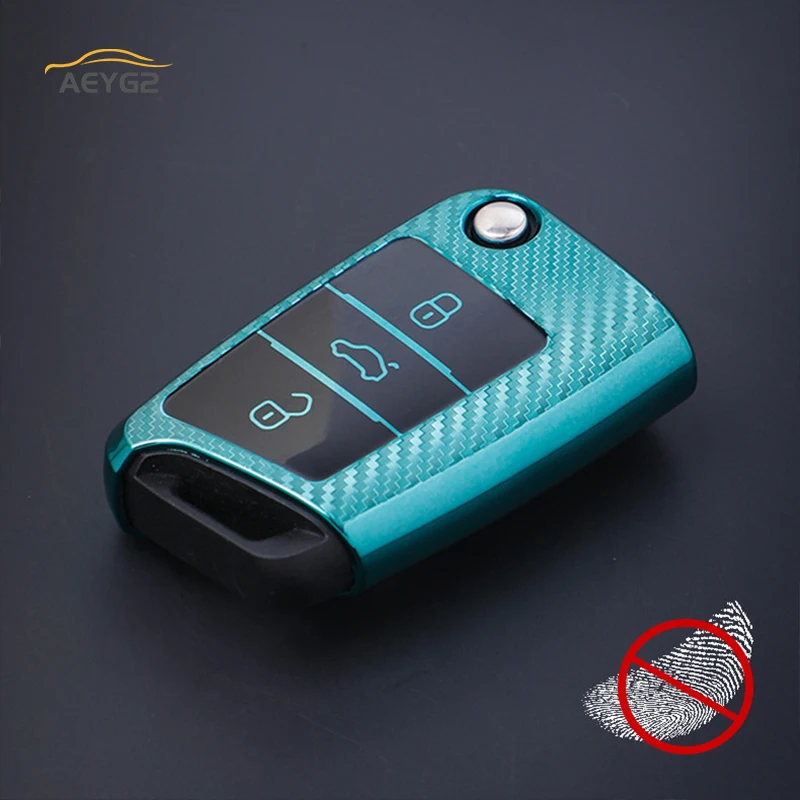 Чехол для автомобильного ключа из углеродного волокна ТПУ Volkswagen VW Golf7 mk7 Tiguan MK2 Seat