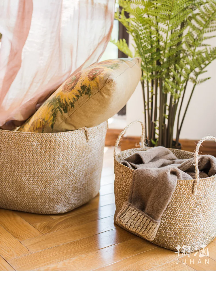 

Large Straw Storage Baskets Dirty Clothes Baskets Natural Handmade Decorative Clothing Debris Bathroom Baskets Baskets