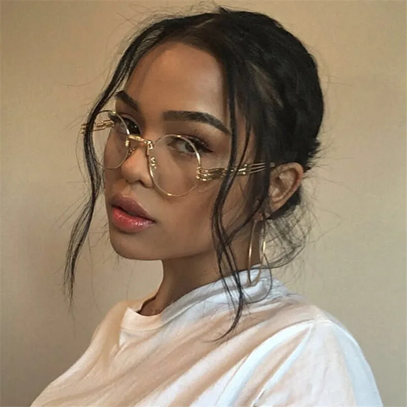 

Steampunk Glasses Men Women Eyeglasses Frame Round Vintage Eyewear Punk Fashion Fake Eyeglass with Clear Lens