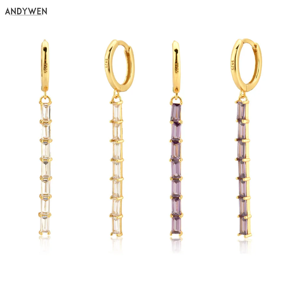 Женские длинные висячие серьги ANDYWEN из стерлингового серебра 925 пробы с