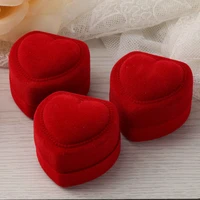 1 10pcs velvet red heart shaped jewelry box ring case earrings display cases holder gift boxes jewelry organizer engagement