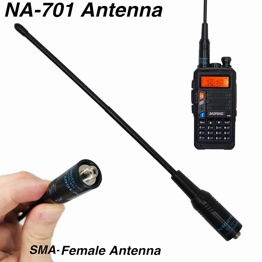 baofeng original sma female antena na 701 dual band uhf vhf for two way radio uv 5r uv 82 bf888s walkie talkie accessories na701 free global shipping