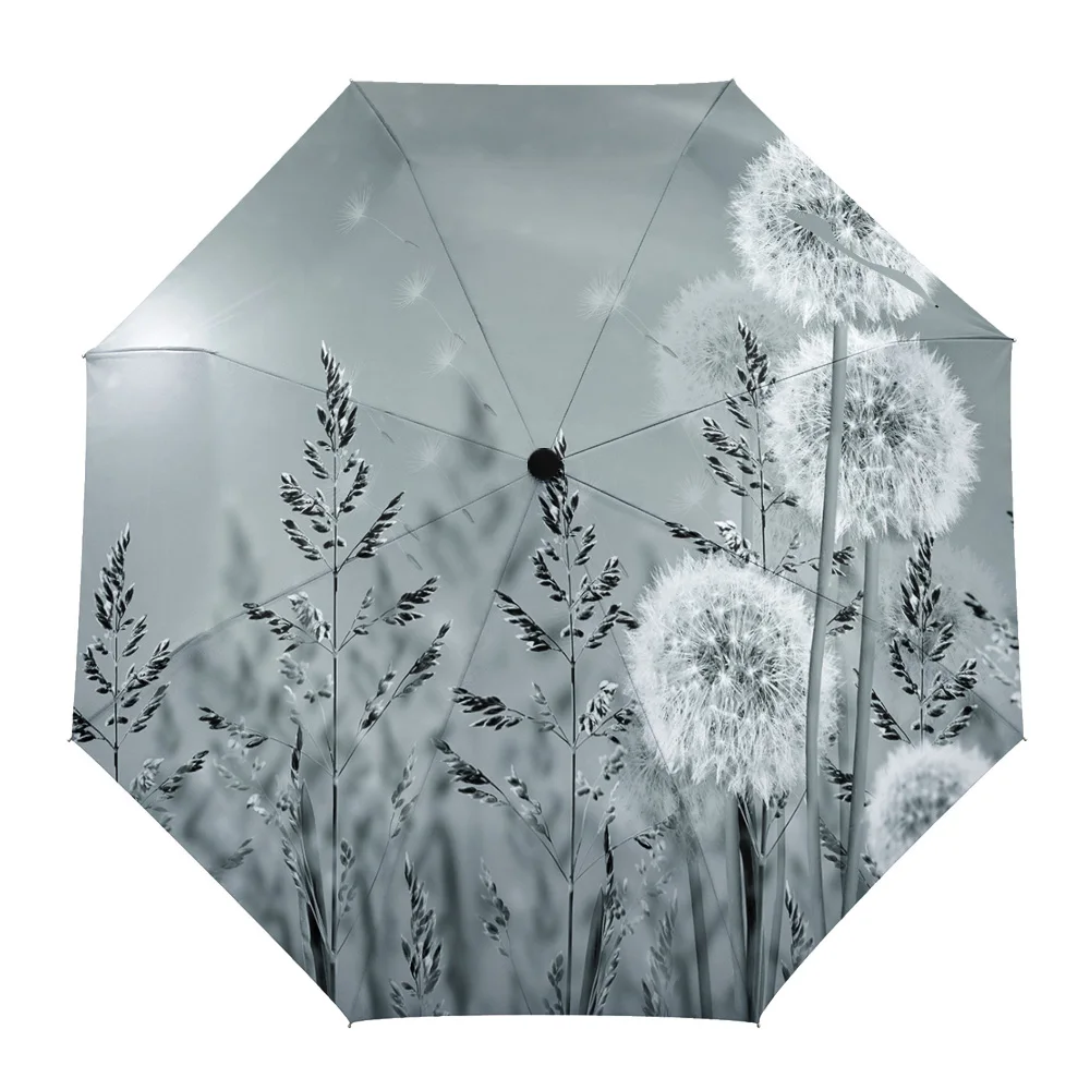 Завод серый одуванчик восемь костей Автоматический складной зонтик женский