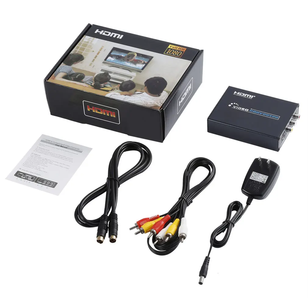 Hdmi-композитный 3RCA AV S-Video R/L аудио Vdieo конвертер адаптер Upscaler поддержка 720 P/1080 P с