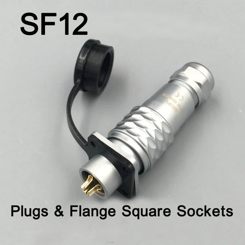 

SF12 Waterproof Aviation Plug Socket IP67 Power Wire Connector 2 3 4 5 6 7 9 Pins Plugs & Flange Square Sockets