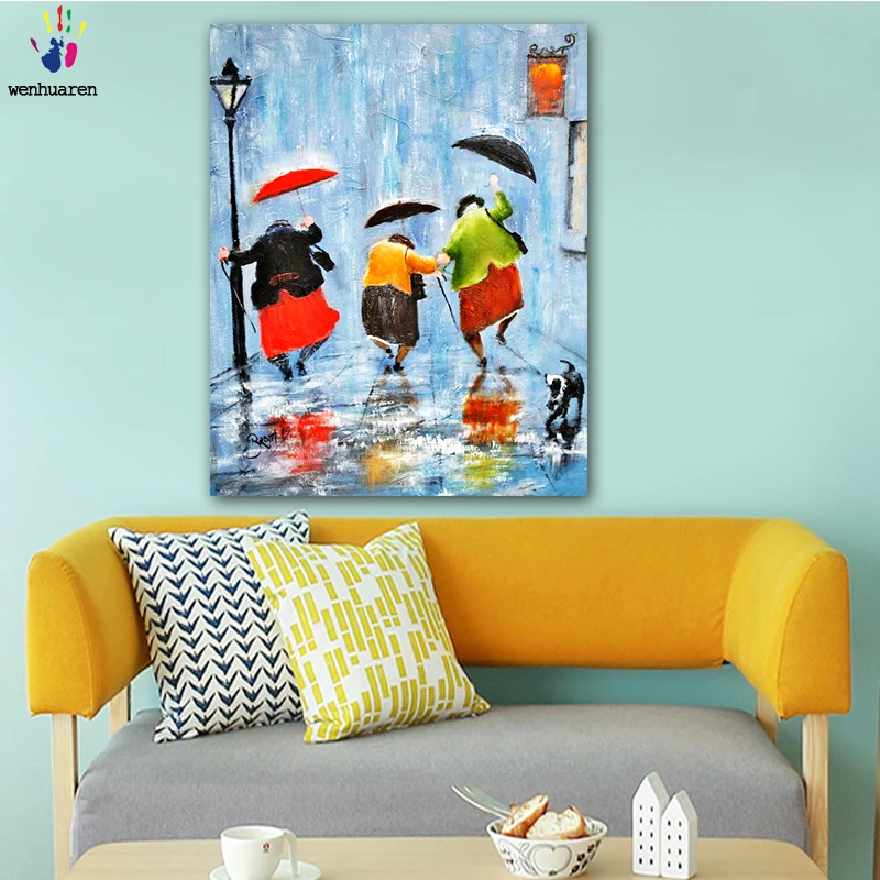 

DIY colorings pictures by numbers with colors The scenery on a rainy day picture drawing painting by numbers framed Home