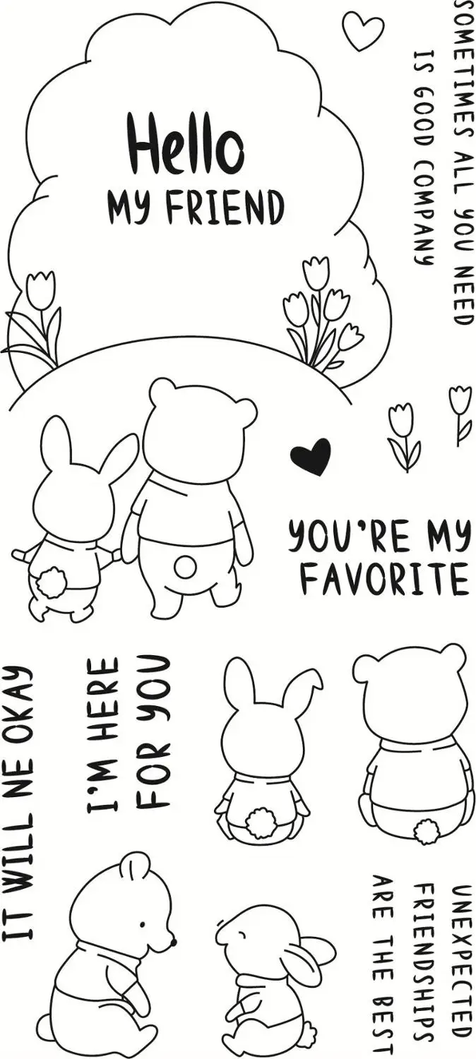 

11x20 Bunny holding hands Transparent Clear Stamps Silicone Seals for DIY scrapbooking photo album Card Making