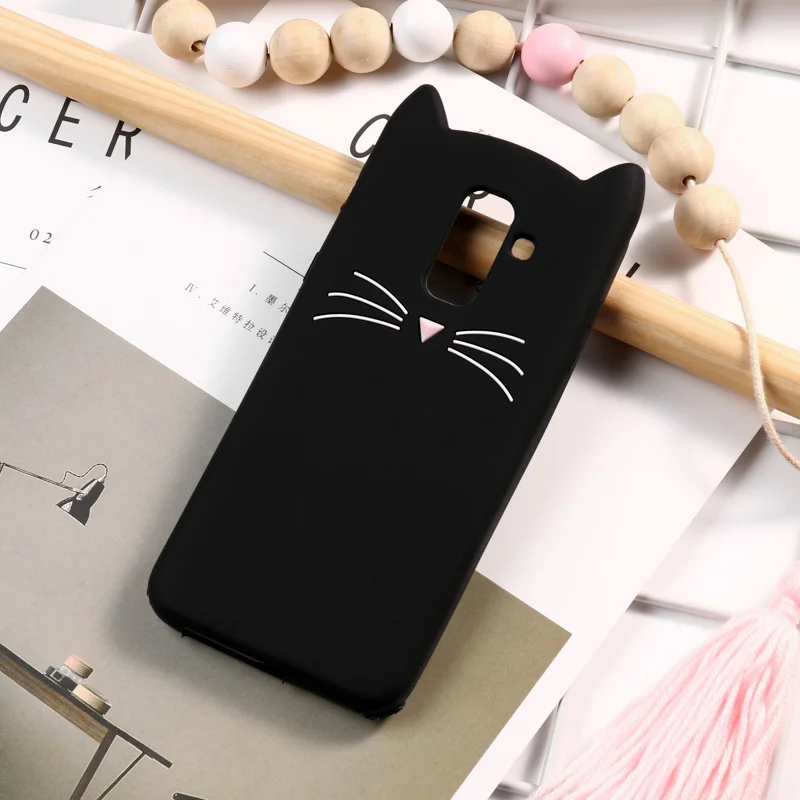 Black Чехол s для samsung Galaxy J4 J6 плюс J2 Pro J8 J3 J5 J7 чехол 3D чехол с рисунком кошки на samsung J2 J5 J7 Prime Funda - Цвет: Black