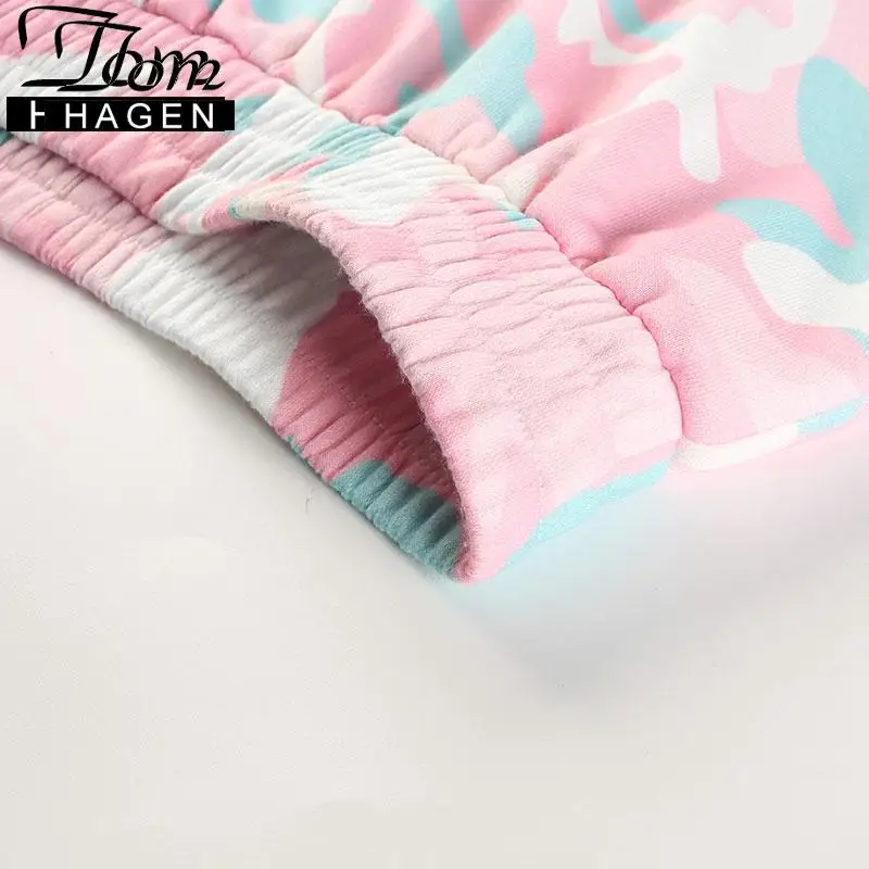 Брюки женские камуфляжные спортивные штаны мешковатые джоггеры с завышенной