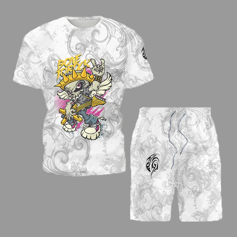 

Новый спортивный костюм с 3D рисунком, летний модный трендовый костюм с коротким рукавом для мужчин и женщин, футболка + шорты, универсальная ...