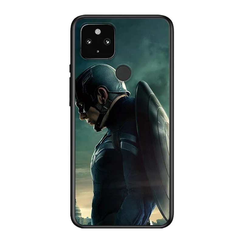 

Marvel Avengers Super Hero Captain America For Google Pixel 5 4A 5G 4 XL Soft Shell TPU Silicone Black Cover Phone Case