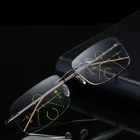 Высококачественные многофокальные прогрессивные очки для чтения без оправы для мужчин с защитой от синего света в металлической оправе пресбиопические очки для женщин и мужчин светильник