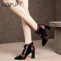2020 new leather womens naked boots womens high heels retro fashion martin boots zapatos de mujer lace up womens booties