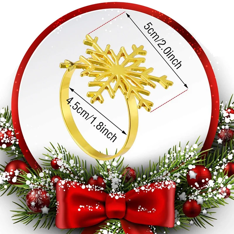 12Pcs Christmas Snowflake Napkin Rings Holder for Dinners Parties Everyday Table Decoration Accessory | Дом и сад