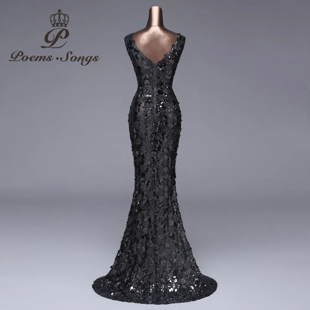 Стихи песни сексуальное приталенное вечернее платье вечерние платья vestido de festa Роскошный Черный блесток халат longue Выпускные платья светоотражающее платье