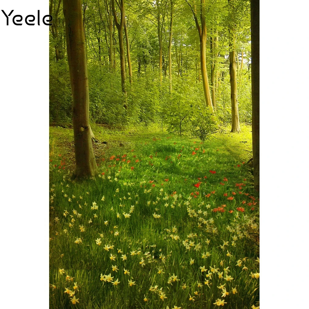 

Yeele Spring Green Forest Trees Florets Grassland Photography Backgrounds Vinyl Custom Photographic Backdrops For Photo Studio