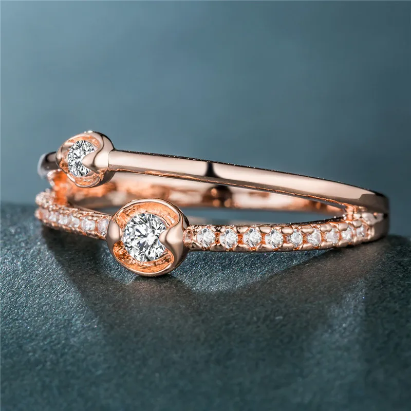 Женское кольцо с фианитом Visisap креативное для влюбленных близнецами цвета