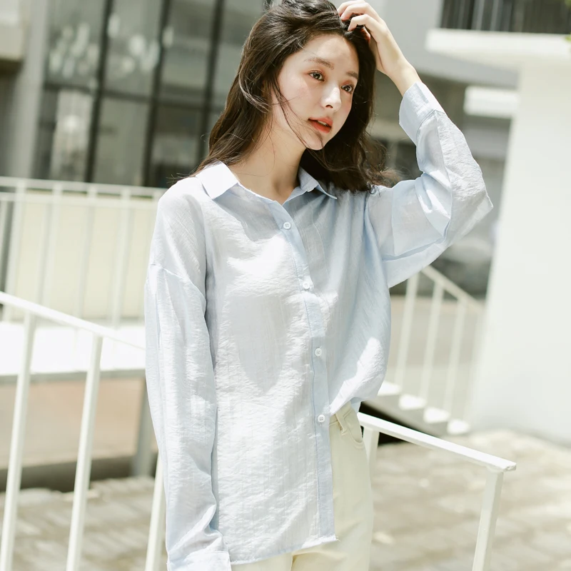 

Fashion Long Sleeve White Blouse Women 2021 Korean Casual Cardigan White Shirt Women Elegant Office Blouses Women Blusas 11505