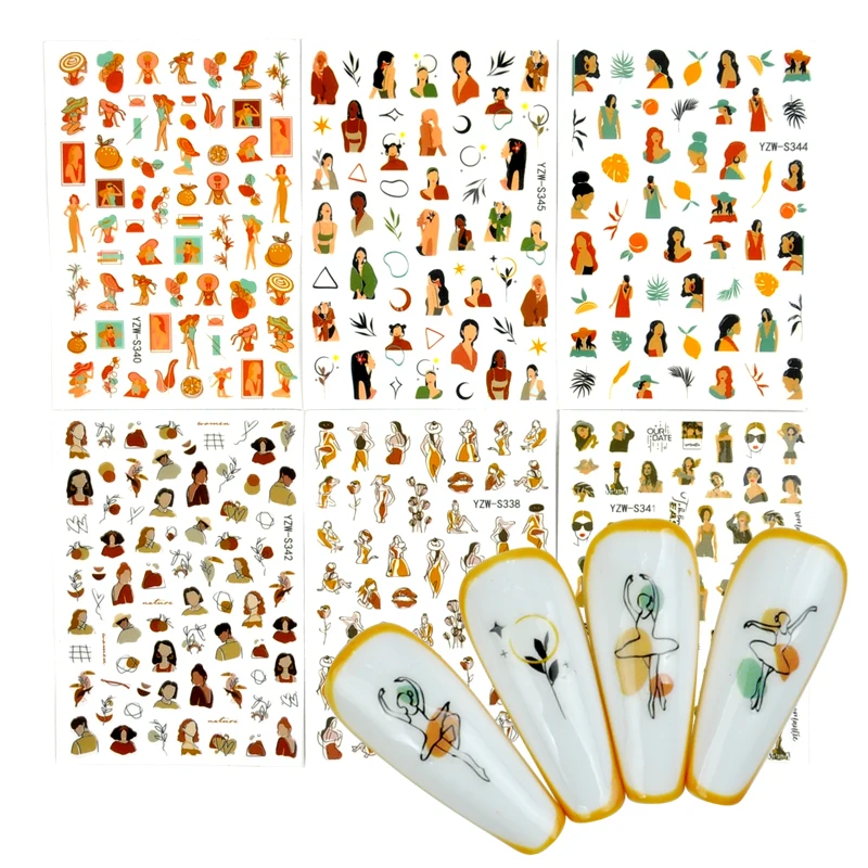 

НОВЫЕ геометрические абстрактные наклейки для девочек для ногтей, модные женские 3D наклейки для ногтей, художественные декоративные слайд...