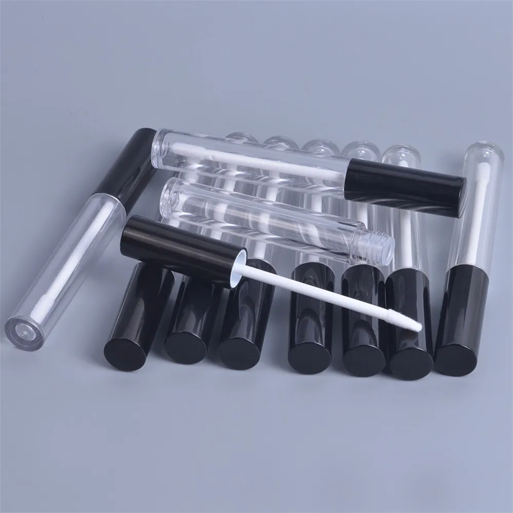 

5ML Black Lid Transparent Bottle Lip Glaze Tube Plastic Lip Gloss Cosmetic Packaging Container Travel Cosmetic Containers