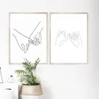 Pinky Swear непрерывный Однолинейный рисунок на стене искусство на холсте плакаты принты минималистская картина для пар