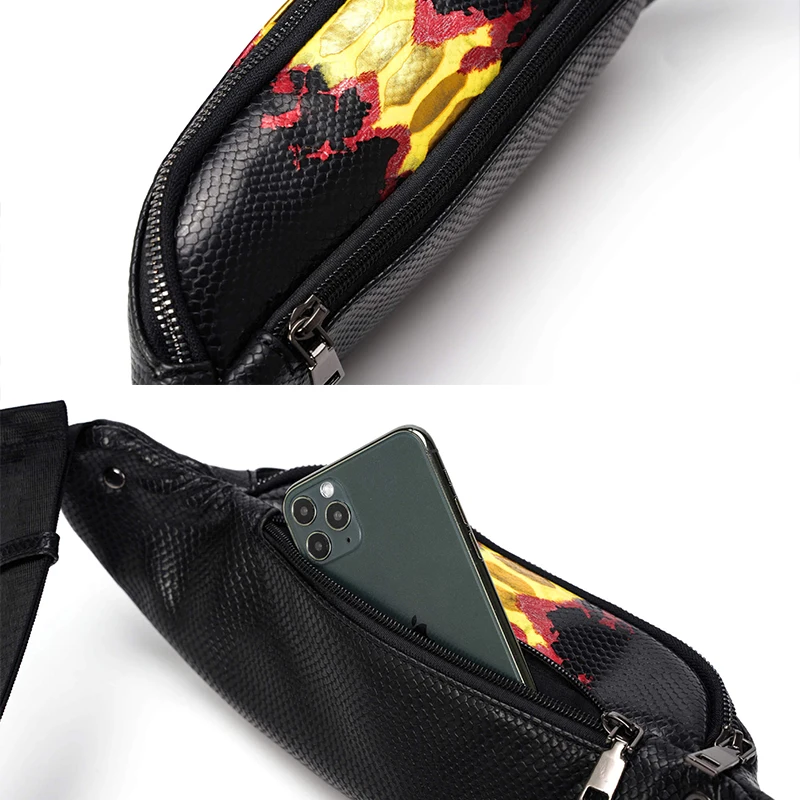 Новинка 2020 нагрудная сумка DAEYOTEN со змеиным узором Женская поясная модная кожаная