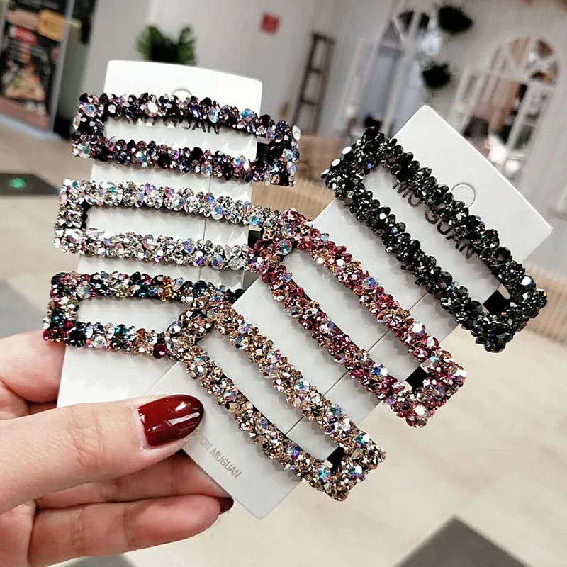 

1Pcs Rhinestone Women Square Hair Clips Geometric Hair Claw Clips Shinning Hairpins Hairgrips Fashion Girls Hair Accessories