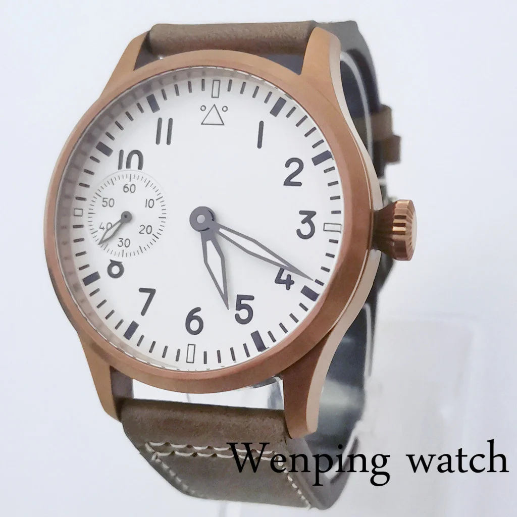 Мужские часы с кожаным ремешком 42 мм стерильный сапфировый кристалл черный и