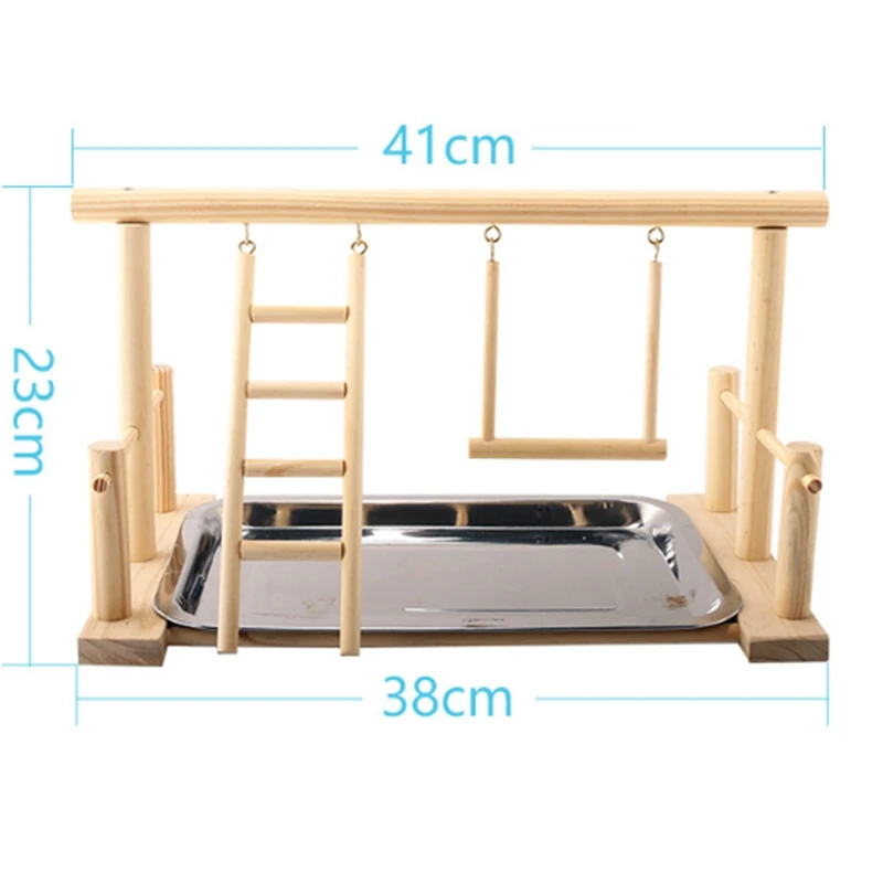 Wood Play Stand and Stainless Steel Tray Pet Bird Frame Station Parrots Playground Perch Gym Training Comfortable Toy | Дом и сад
