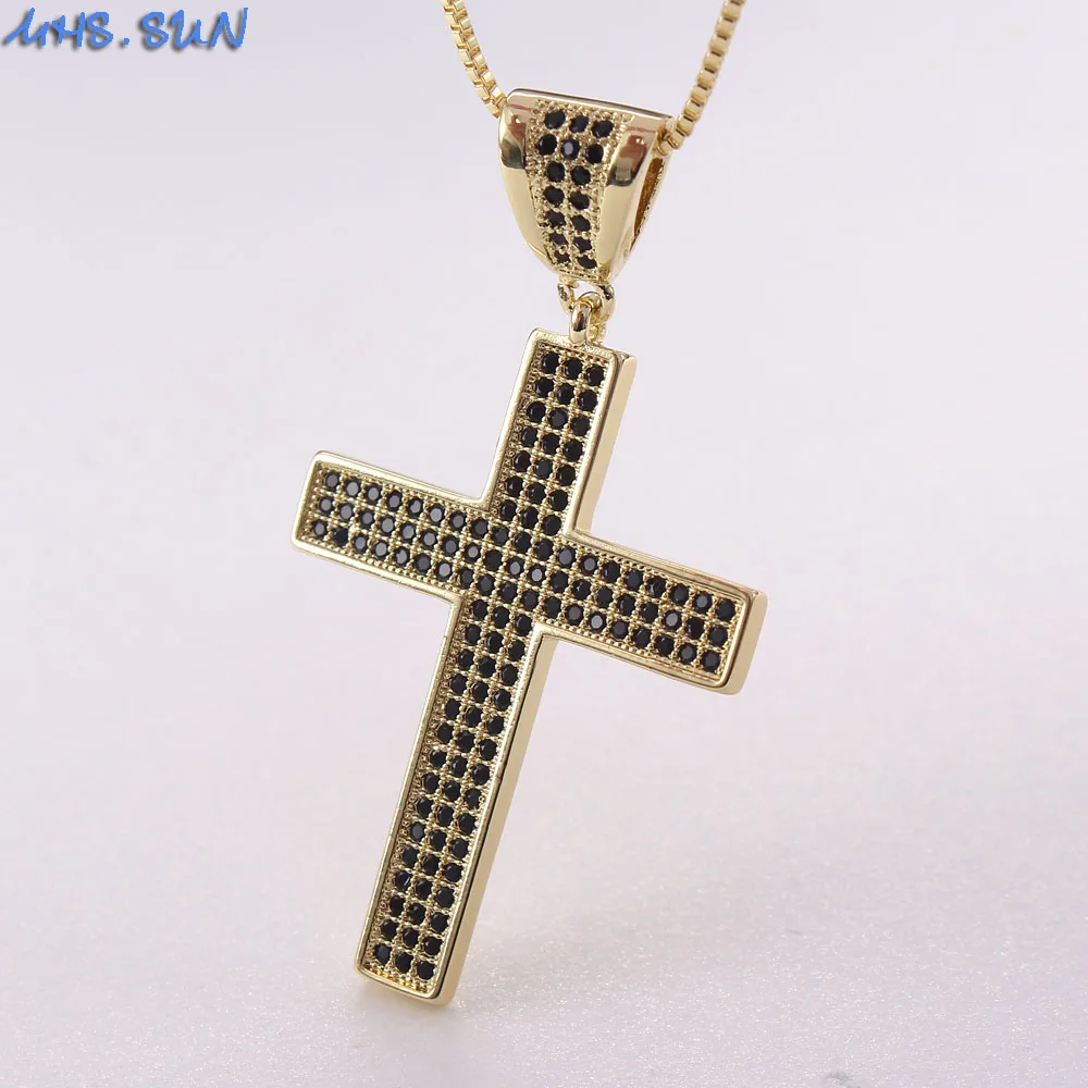 Модное ожерелье MHS.SUN с кулоном в виде креста из циркония цепочка выложенным