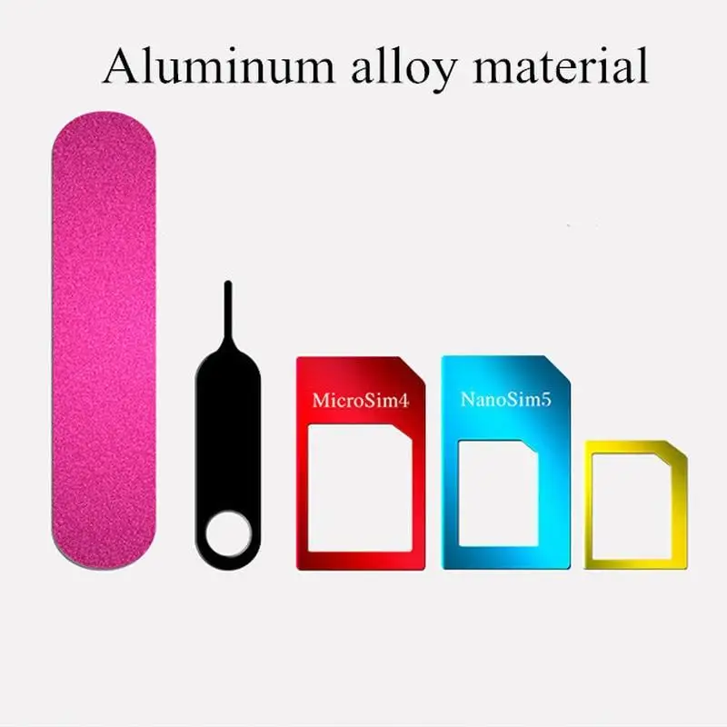 5 In 1 Sim Card Trays Adapters Metal Holder with Sander Open Needle Tray for All Phones Standard/Nano/Micro Slot Conversion | Мобильные