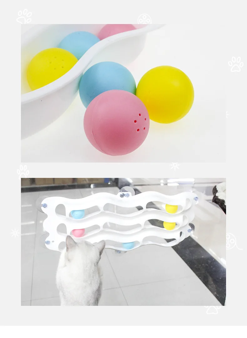 Присоска, окно, игрушка для кошек, пластиковый настольный теннис, игрушка для домашних животных, трек, игрушка, шар, адсорбционное стекло