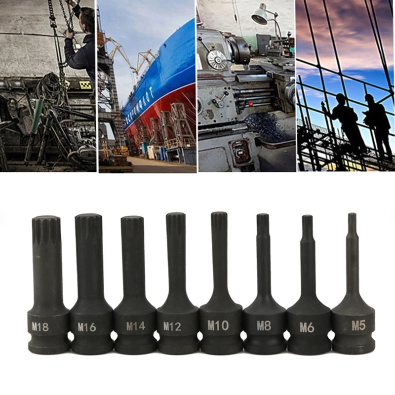 

8Pcs/Set Twelve Angle Sleeve Set Torx Bits Screwdriver Socket Woodworking Drill Drilling Pilot Holes Tools