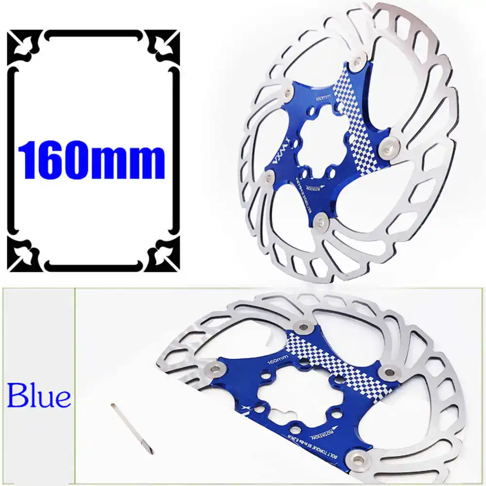 160mm Blue Велосипед vxm плавающие дисковые тормоза поплавок/сверхлегкий MTB велосипедные тормозные колодки с шестью отверстиями дисковые роторы 140/160/180/203 мм Запчасти для велосипедов - Цвет: 160mm Blue