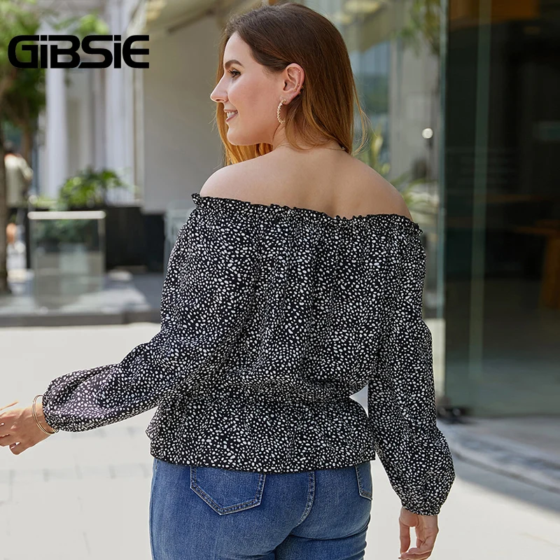 Женская Повседневная Блузка GIBSIE топ с открытыми плечами и длинным рукавом