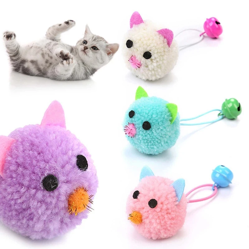 

New Pet Products Cat Toys Plush Mouse Head Shaped Bell Interactive Toy J7A7384