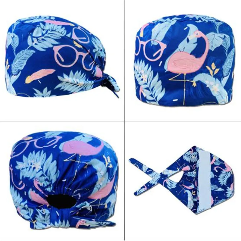 

Scrub Caps Pattern Dentist Print Scrubs Hat 100% Cotton Women Men Dust Proof Veterinarian Chef Working Cap Drop Shipping