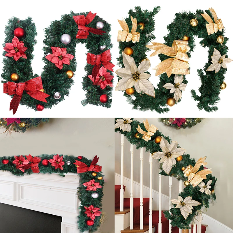 Рождественская гирлянда из зеленого ротанга с огнями рождественские украшения