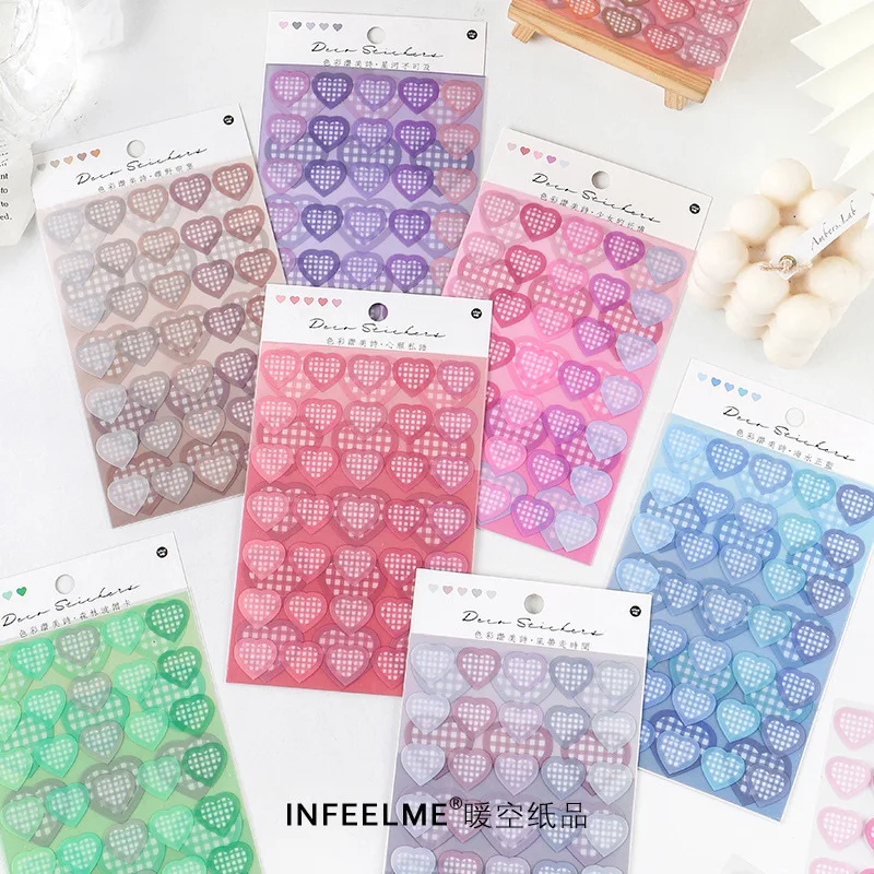 

3 листа/упаковка, наклейки из ПВХ в виде сердечек