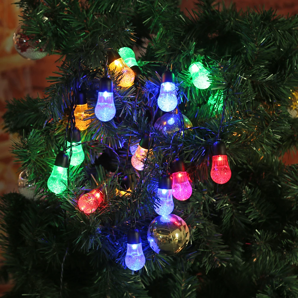 

5m 20LED Solar String Lights Fairy Bubble Ball Curtain Lamp Christmas Decor