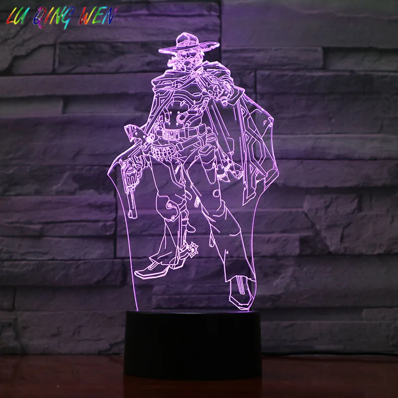 Игра Overwatch ночная лампа для детей Usb сенсорный датчик Jesse Mccree фигурка комнаты
