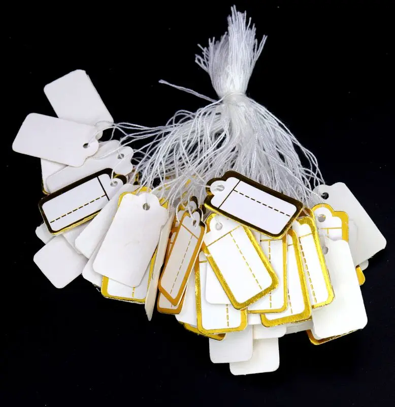 100 шт. прямоугольные ценники с веревкой бумажные этикетки для ювелирных изделий