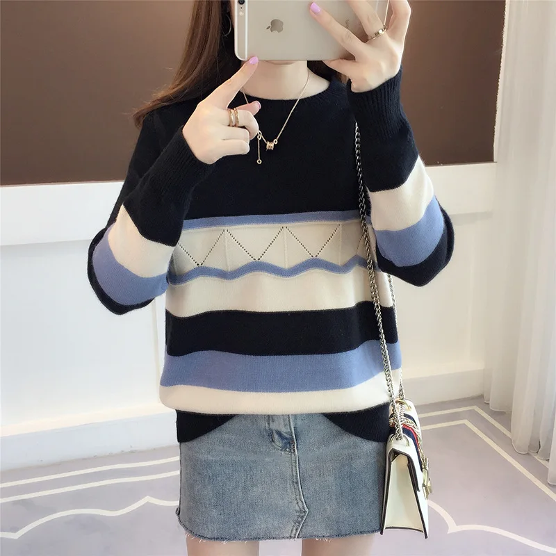 

Autumn and Winter 2019 New sweater Slim Bottom Shirt Long Sleeve Tight Knitted Shirt Thickening Black